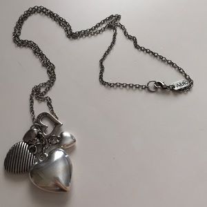 Long chain, silver heard necklace